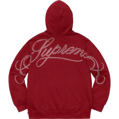 Supreme Rhinestone Script Hooded Sweatshirt - Cardinal