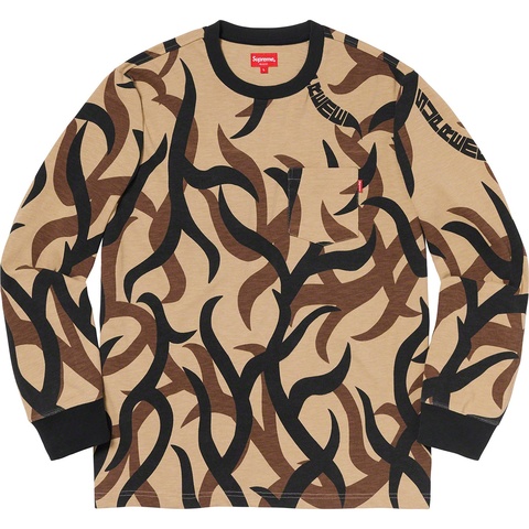 Supreme L/S Pocket Tee - Tan Tribal Camo