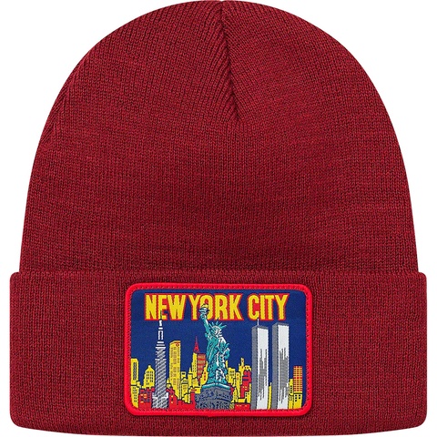 Supreme NY Patch Beanie - Burgundy