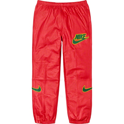 n*3様 supreme NIKE レッド ゴールド装飾 パンツ S Supreme®/Nike® Leather Warm Up Pant - Supreme