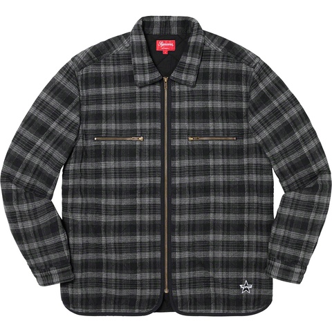 Supreme Quilted Plaid Zip Up Shirt - Black