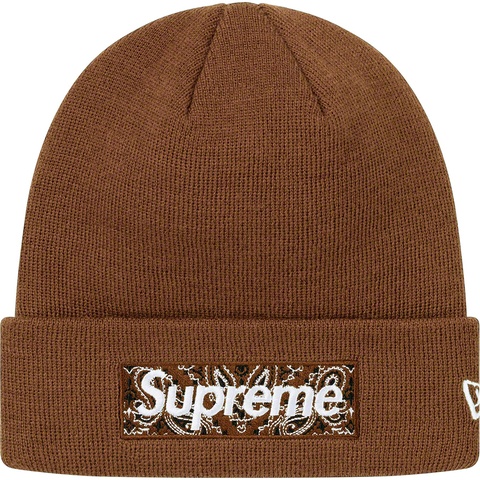 Supreme NEW ERA ビーニー　BOXロゴ　バンダナ　ブラウン　茶色 New Era® Box Logo Beanie - fall/winter 2019 - Supreme