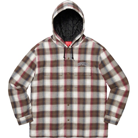 Supreme Quilted Hooded Plaid Shirt - Brown