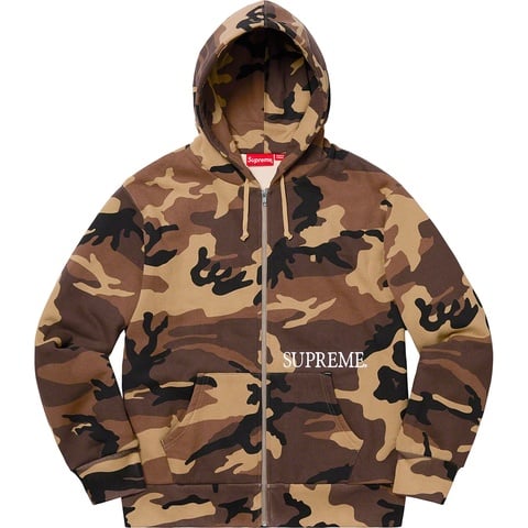 Supreme Thermal Zip Up Hooded Sweatshirt - Brown Camo