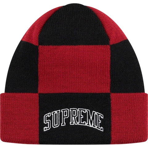 Supreme Checkerboard Beanie - Dark Red