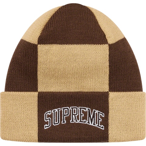 Supreme Checkerboard Beanie - Tan