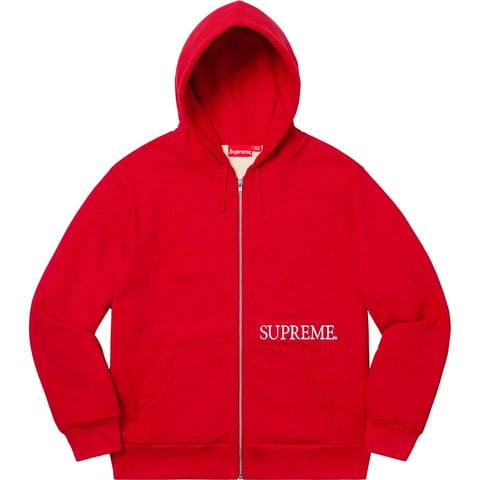 Supreme Thermal Zip Up Hooded Sweatshirt - Red