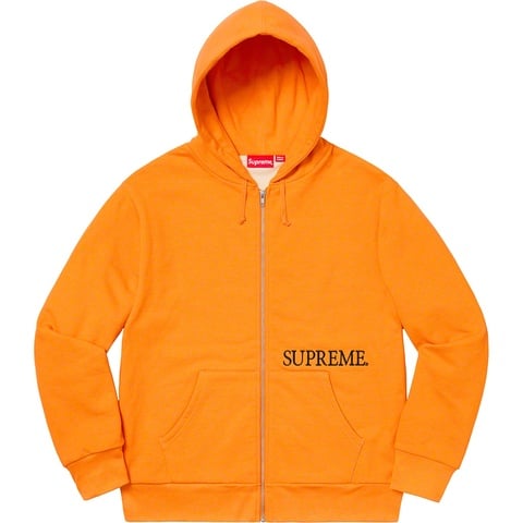 Supreme Thermal Zip Up Hooded Sweatshirt - Tangerine