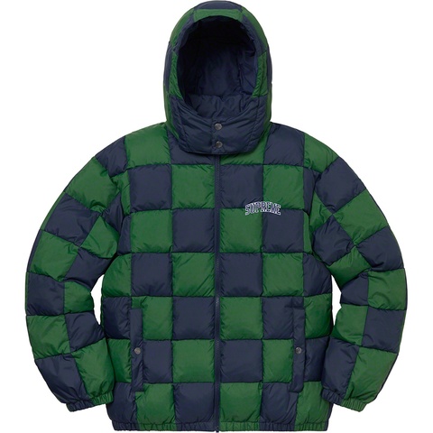 Supreme Checkerboard Puffy Jacket - Navy