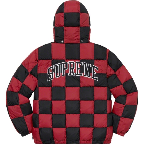 Supreme Checkerboard Puffy Jacket - Dark Red