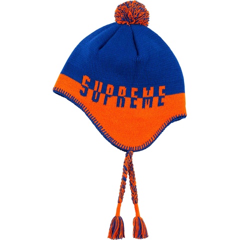 Supreme Split Logo Earflap Beanie - Orange