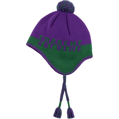 Supreme Split Logo Earflap Beanie - Green