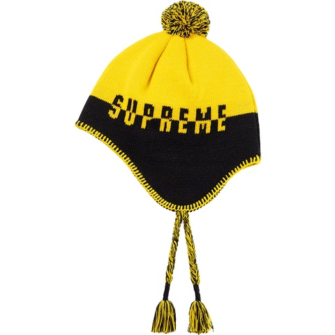 Supreme Split Logo Earflap Beanie - Black