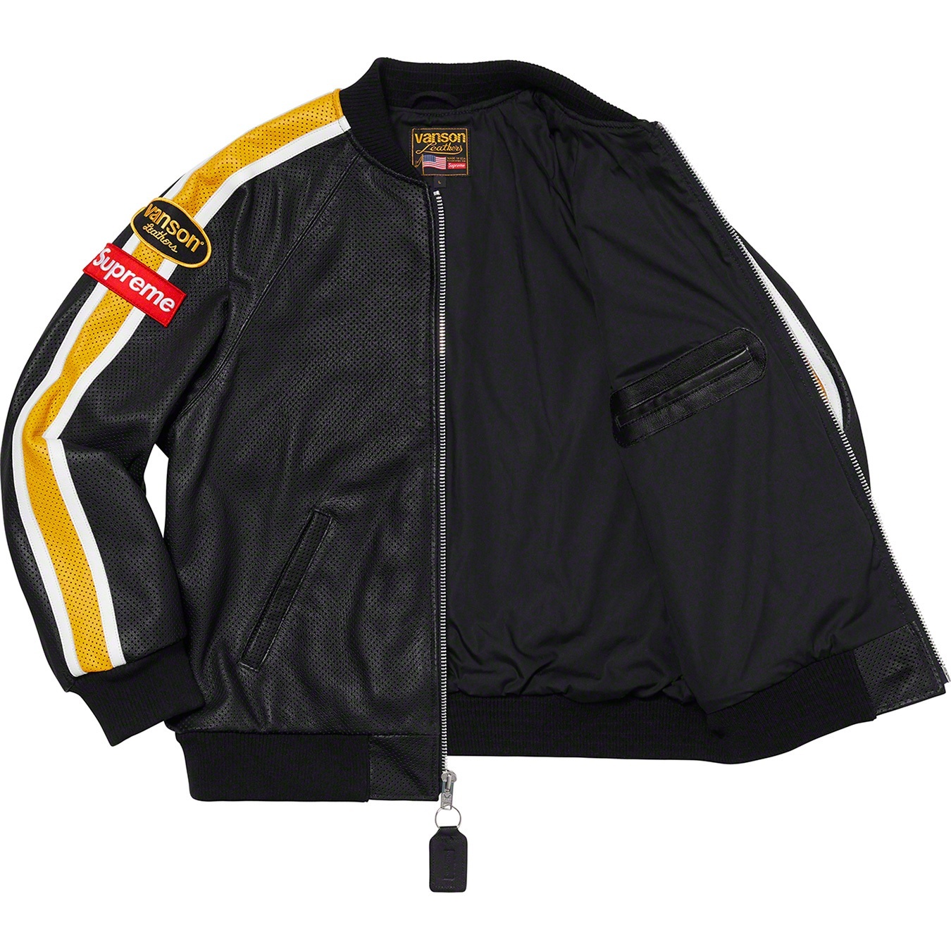 Supreme Supreme Vanson Leathers Perforated Bomber Jacket (SS20) - Black - $788