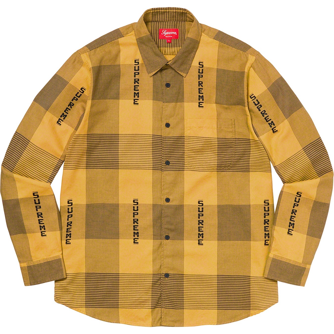 Supreme Logo Plaid Shirt (SS20) - Yellow - $138