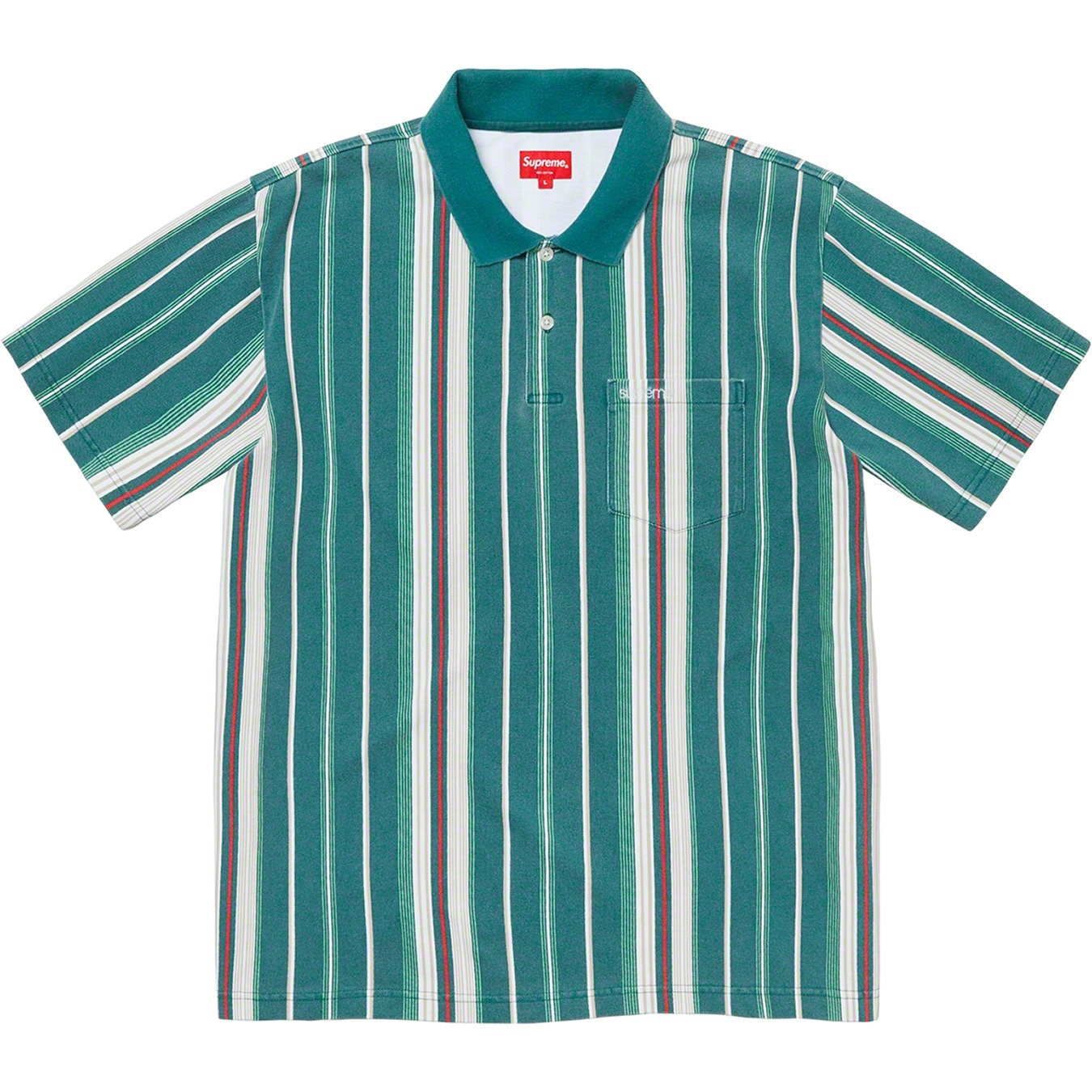 Supreme Vertical Stripe Polo (SS20) - Dark Teal - $88