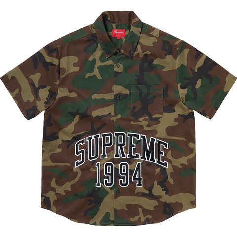 Supreme Arc Logo S/S Work Shirt - Woodland Camo
