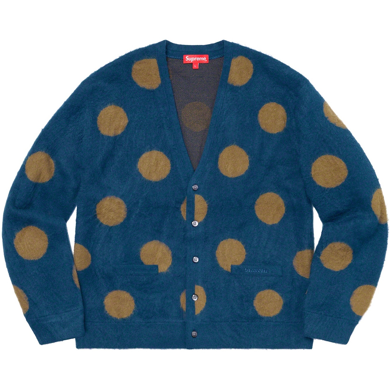 Supreme Brushed Polka Dot Cardigan (SS20) - Navy - $168