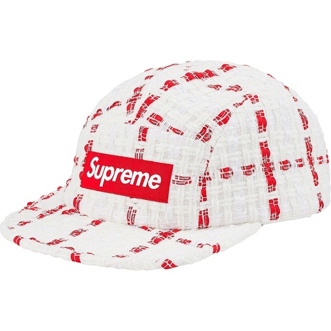 Supreme Ribbon Bouclé Camp Cap - White