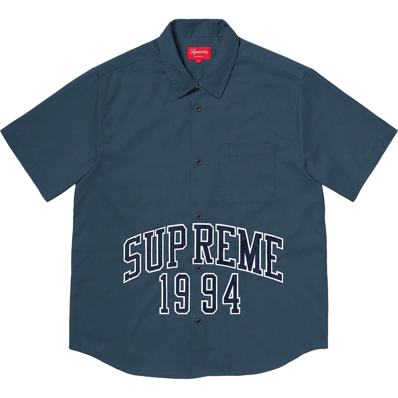 Supreme Arc Logo S S Work Shirt (SS20) - Navy - $128