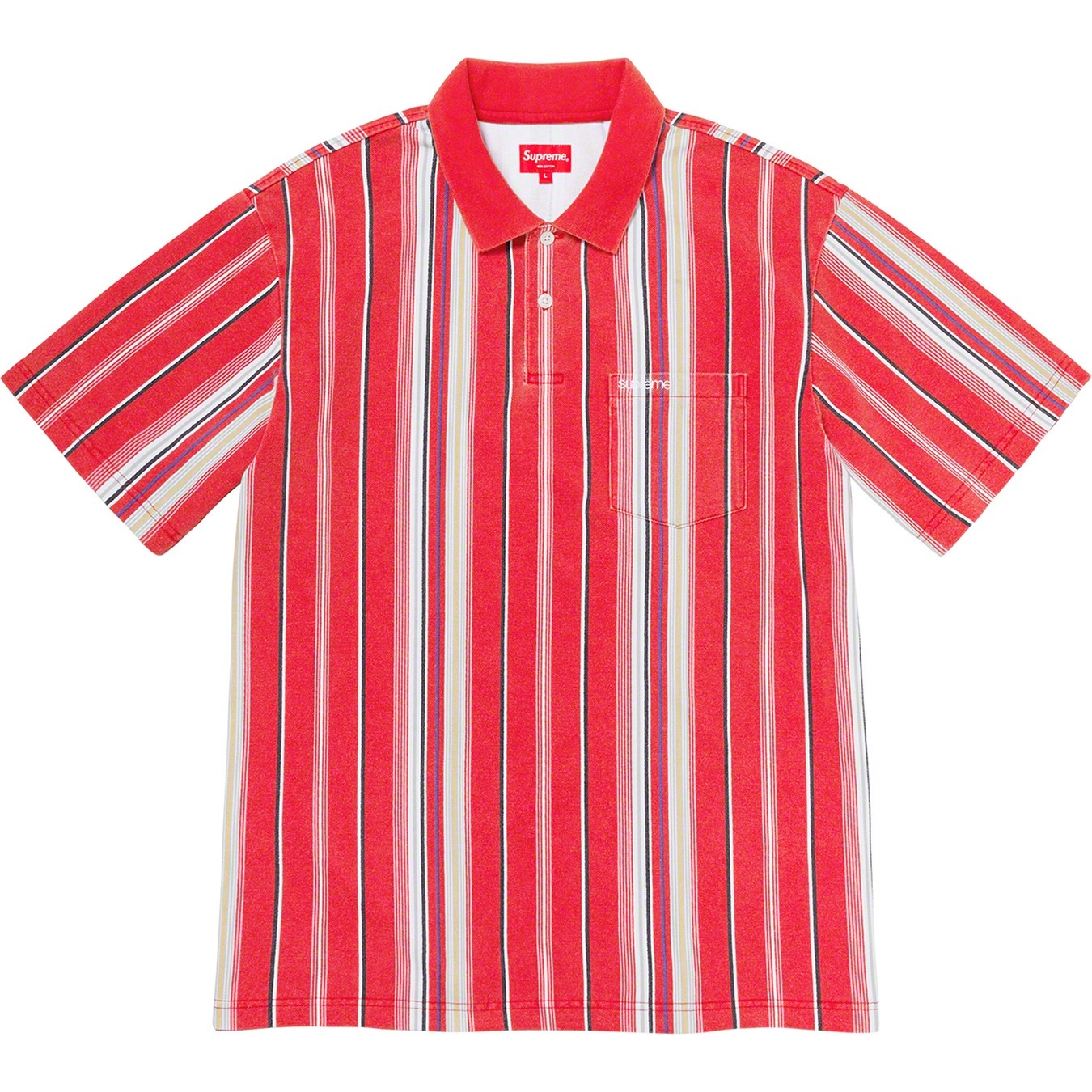 Supreme Vertical Stripe Polo (SS20) - Red - $88