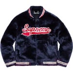 Supreme Faux Fur Varsity Jacket (SS20) - Navy