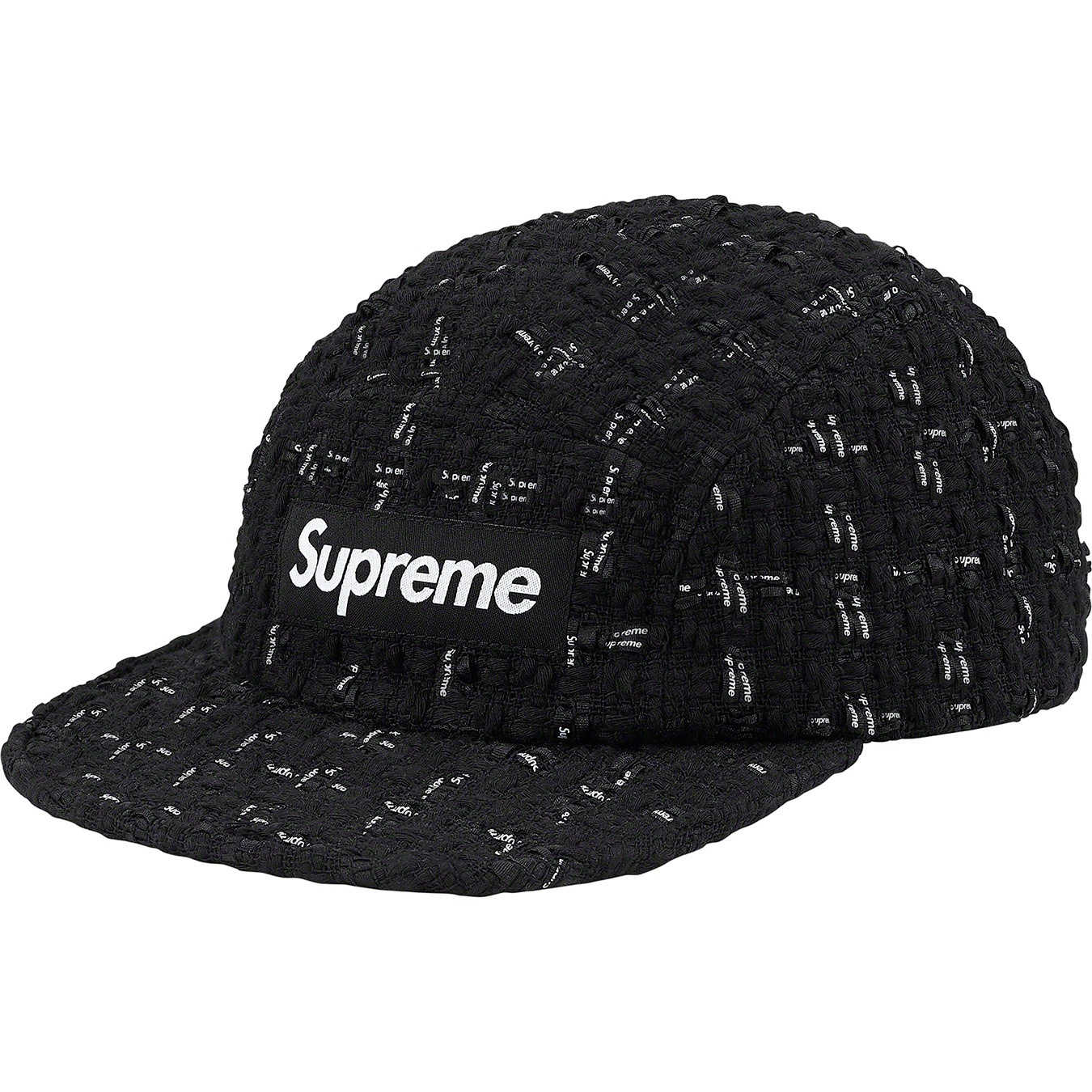 Supreme Ribbon Bouclé Camp Cap (SS20) - Black - $60