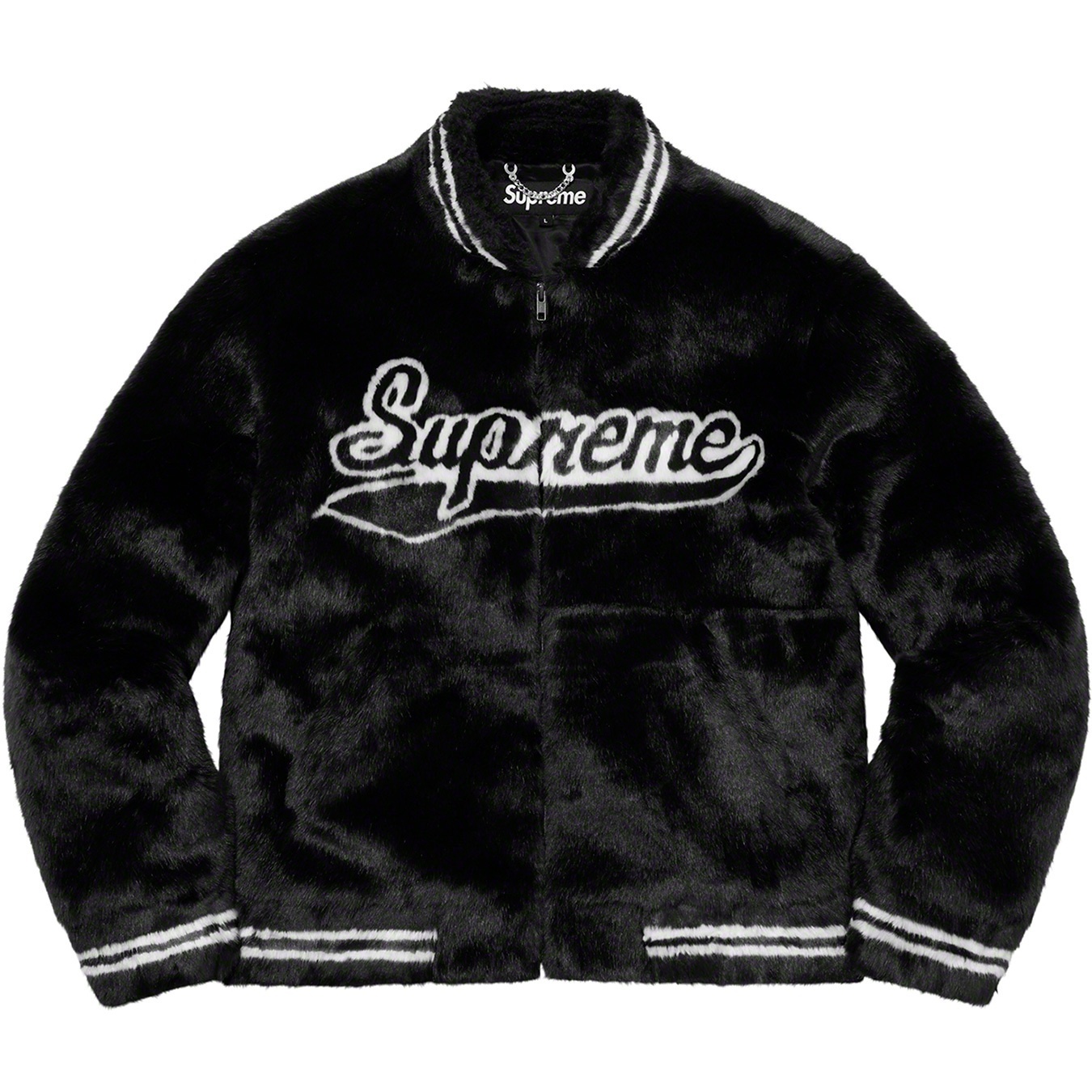 Supreme Faux Fur Varsity Jacket (SS20) - Black - $398
