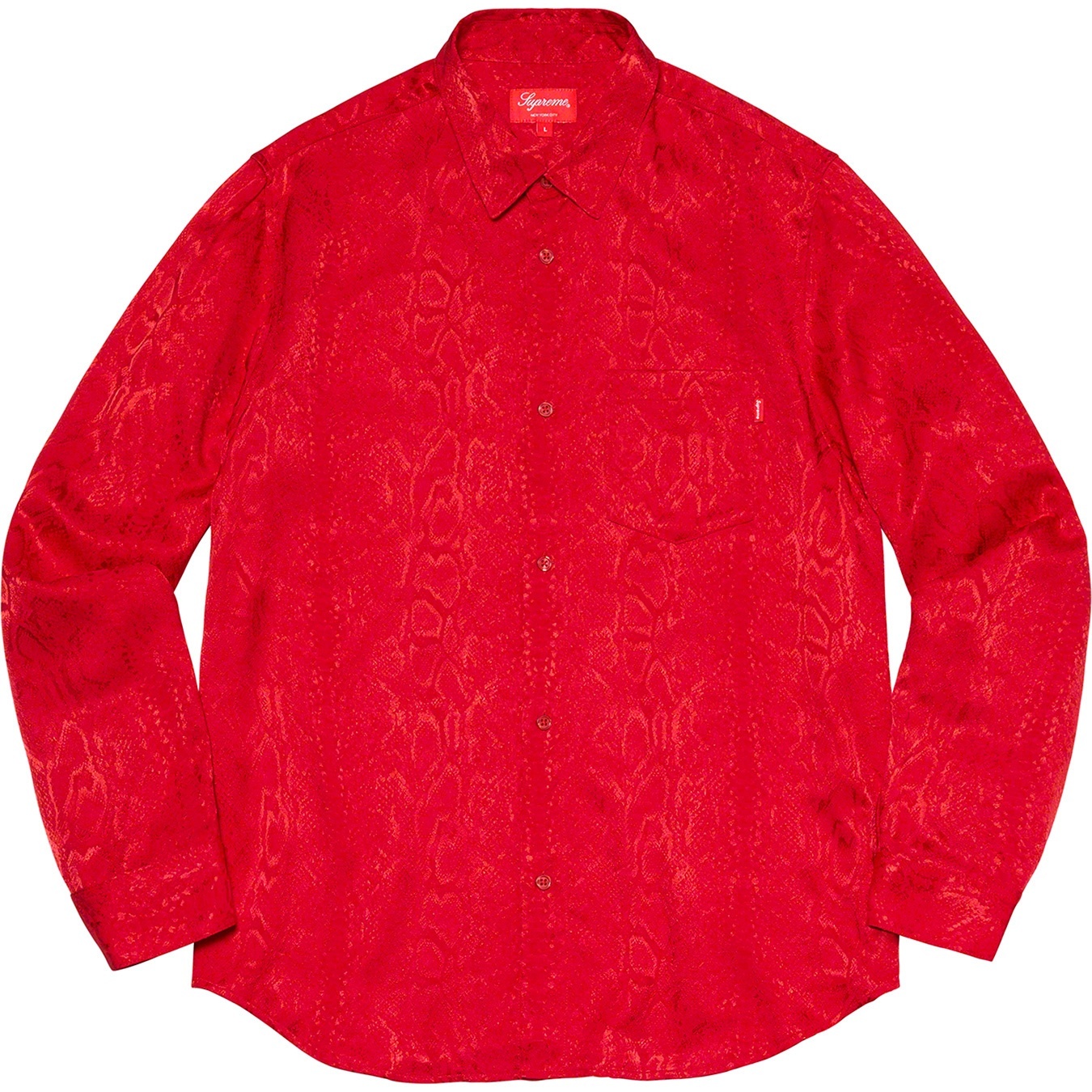Supreme Snakeskin Jacquard Shirt (SS20) - Red - $148