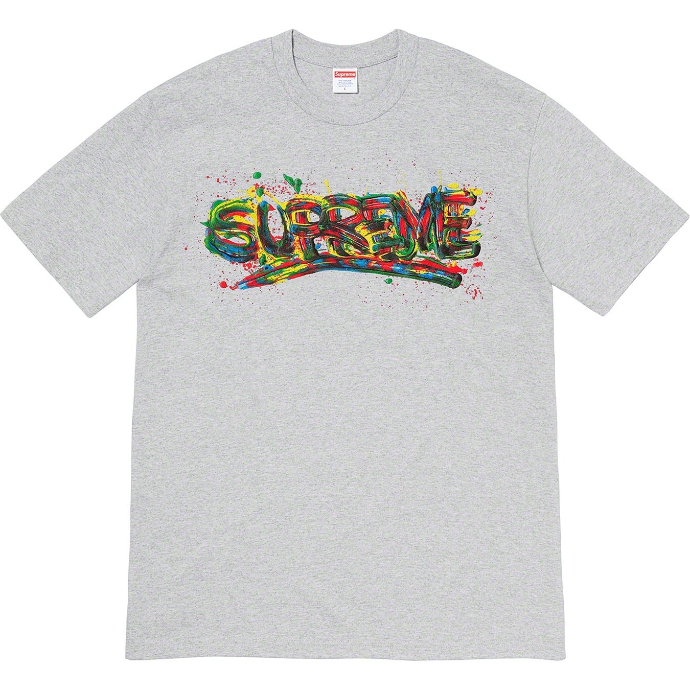 Supreme Paint Logo Tee (SS20) - Heather Grey - $38