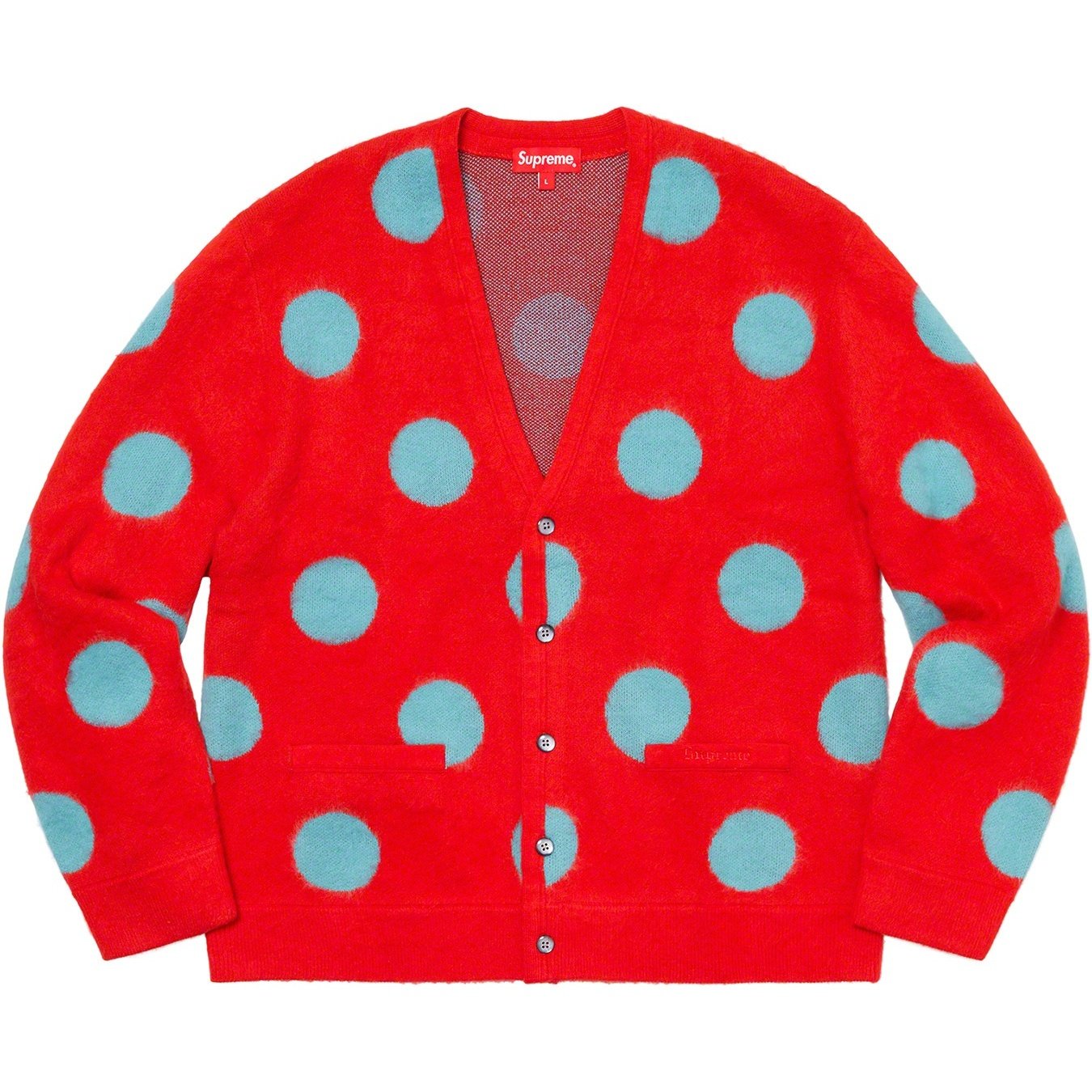 Supreme Brushed Polka Dot Cardigan (SS20) - Red - $168