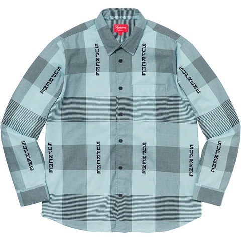 Supreme Logo Plaid Shirt - Light Blue
