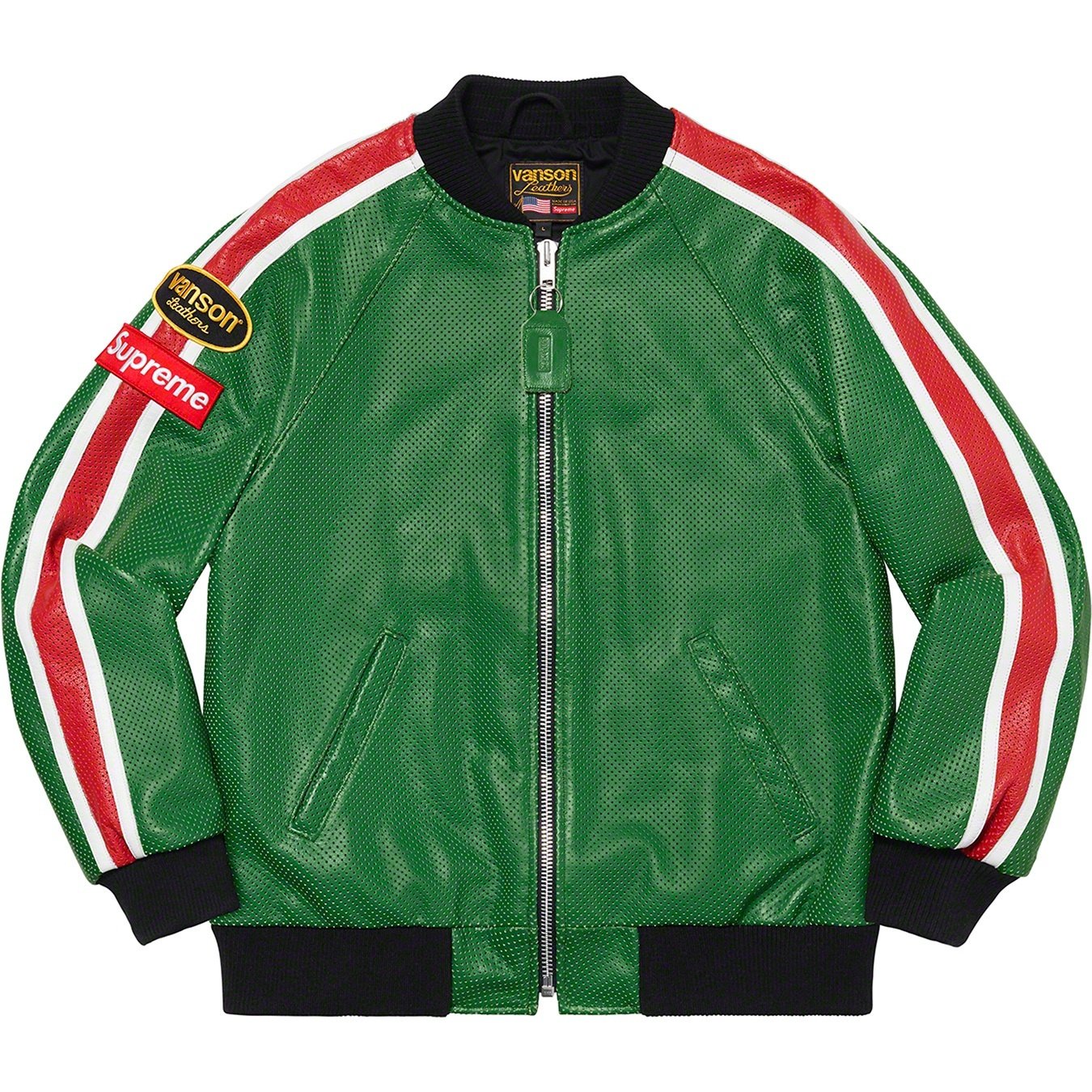 Supreme Supreme Vanson Leathers Perforated Bomber Jacket (SS20) - Green - $788