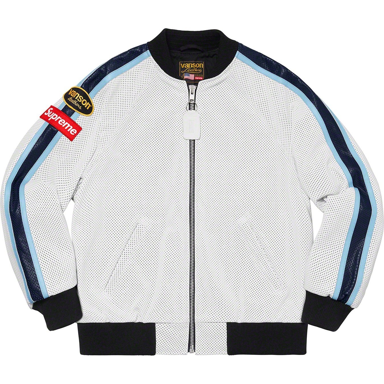 Supreme Supreme Vanson Leathers Perforated Bomber Jacket (SS20) - White - $788
