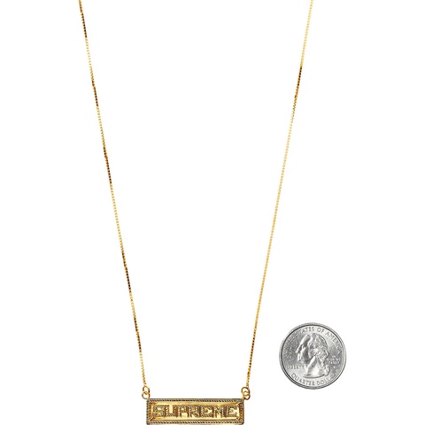 Supreme Name Plate 14K Gold Pendant - Gold