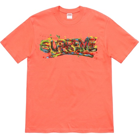 Supreme Paint Logo Tee - Neon Orange
