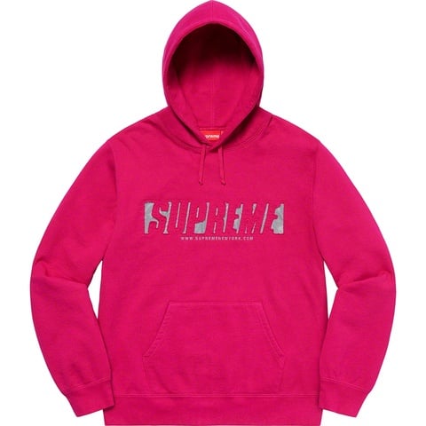 Supreme Reflective Cutout Hooded Sweatshirt - Fuchsia