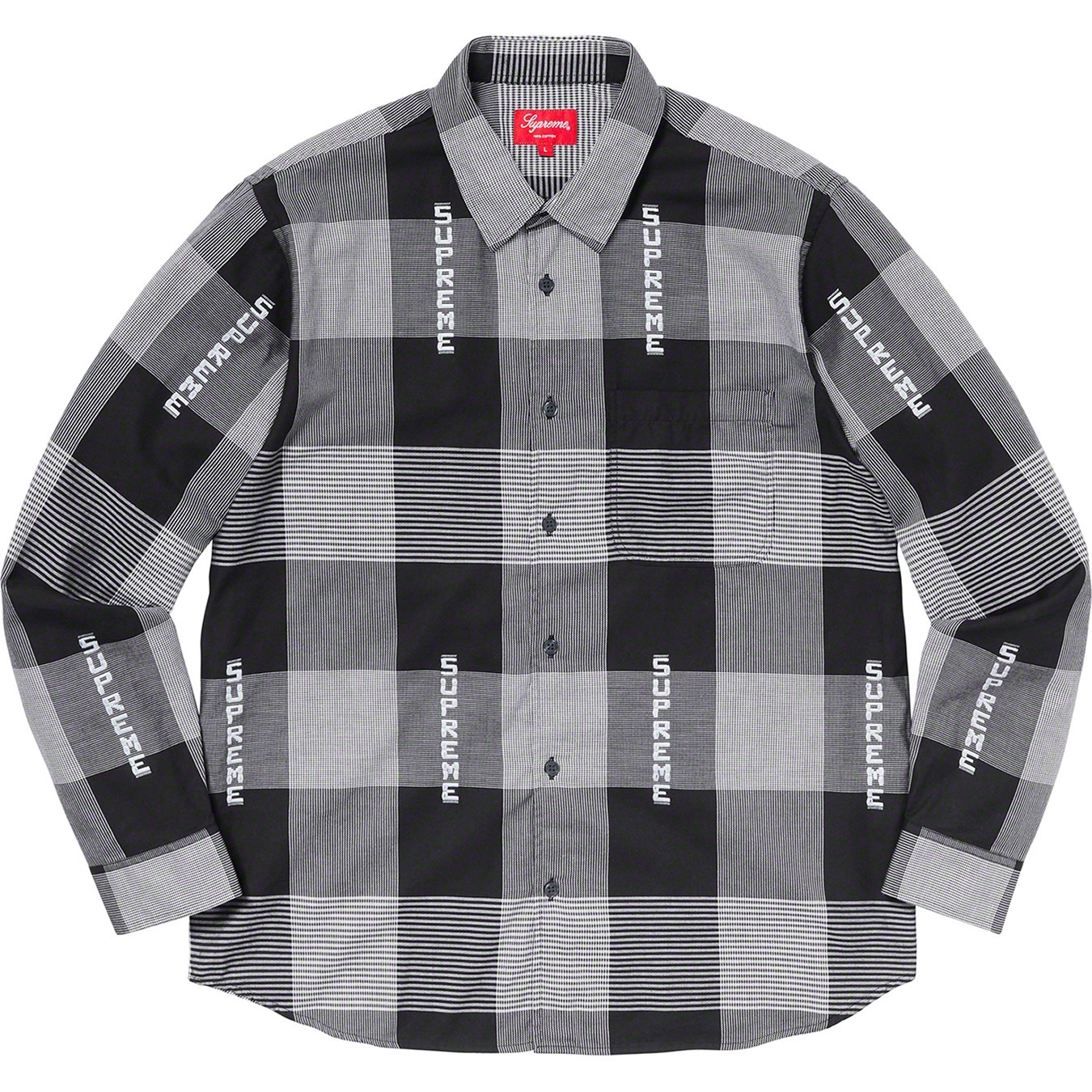 Supreme Logo Plaid Shirt (SS20) - Black - $138