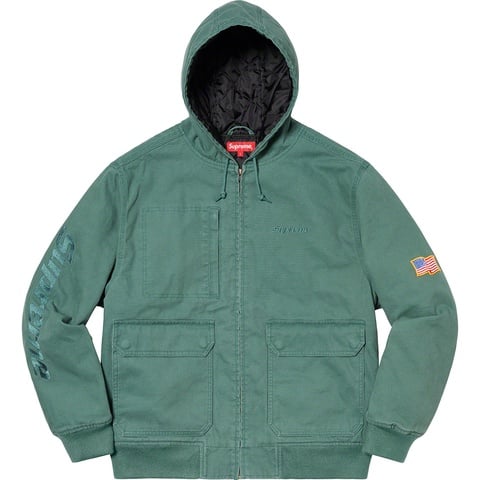 Supreme Canvas Hooded Work Jacket - Work Green