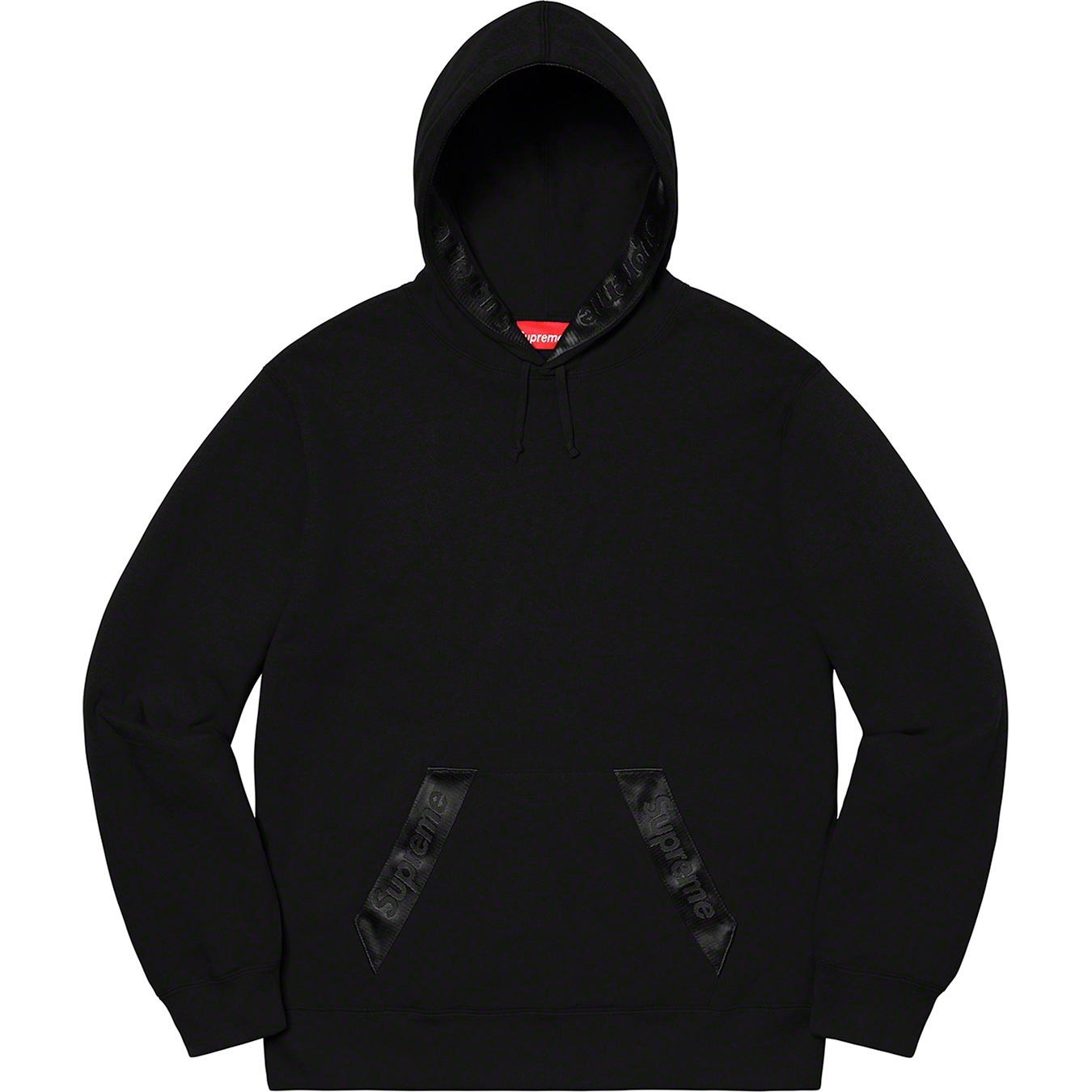 Supreme Tonal Webbing Hooded Sweatshirt (SS20) - Black - $158