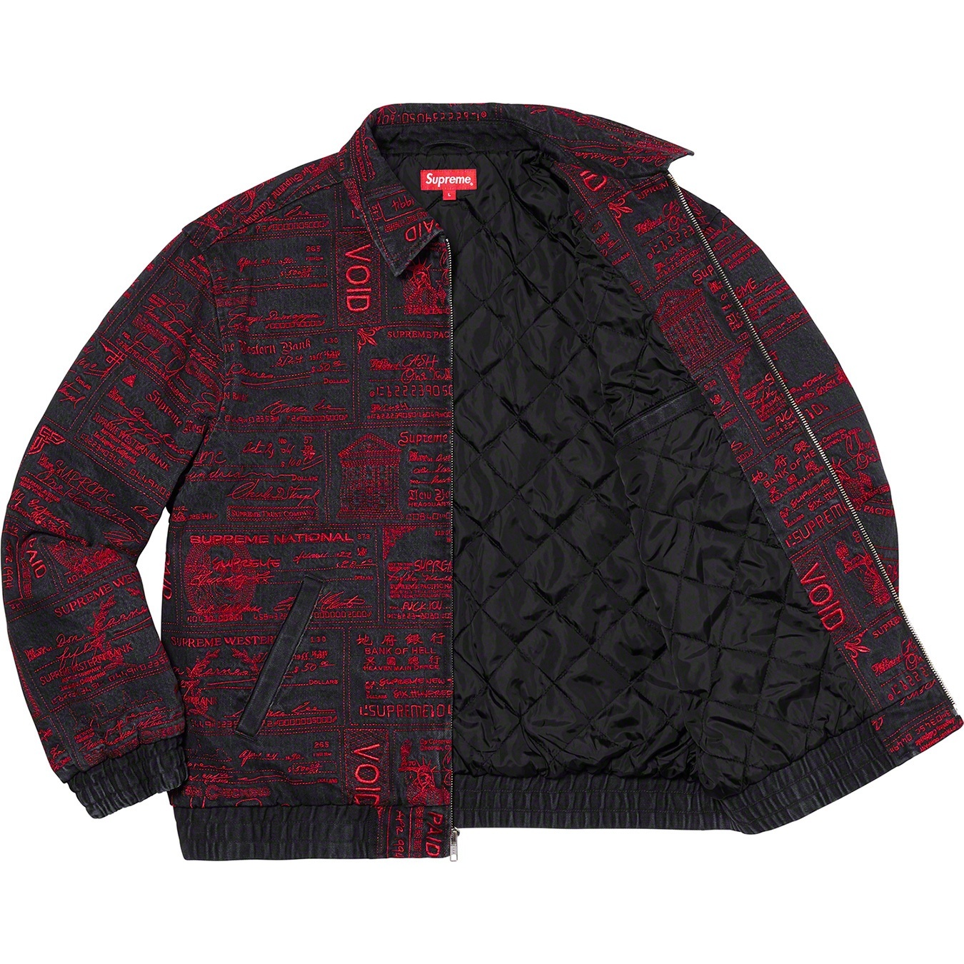 Supreme Checks Embroidered Denim Jacket (SS20) - Black - $238
