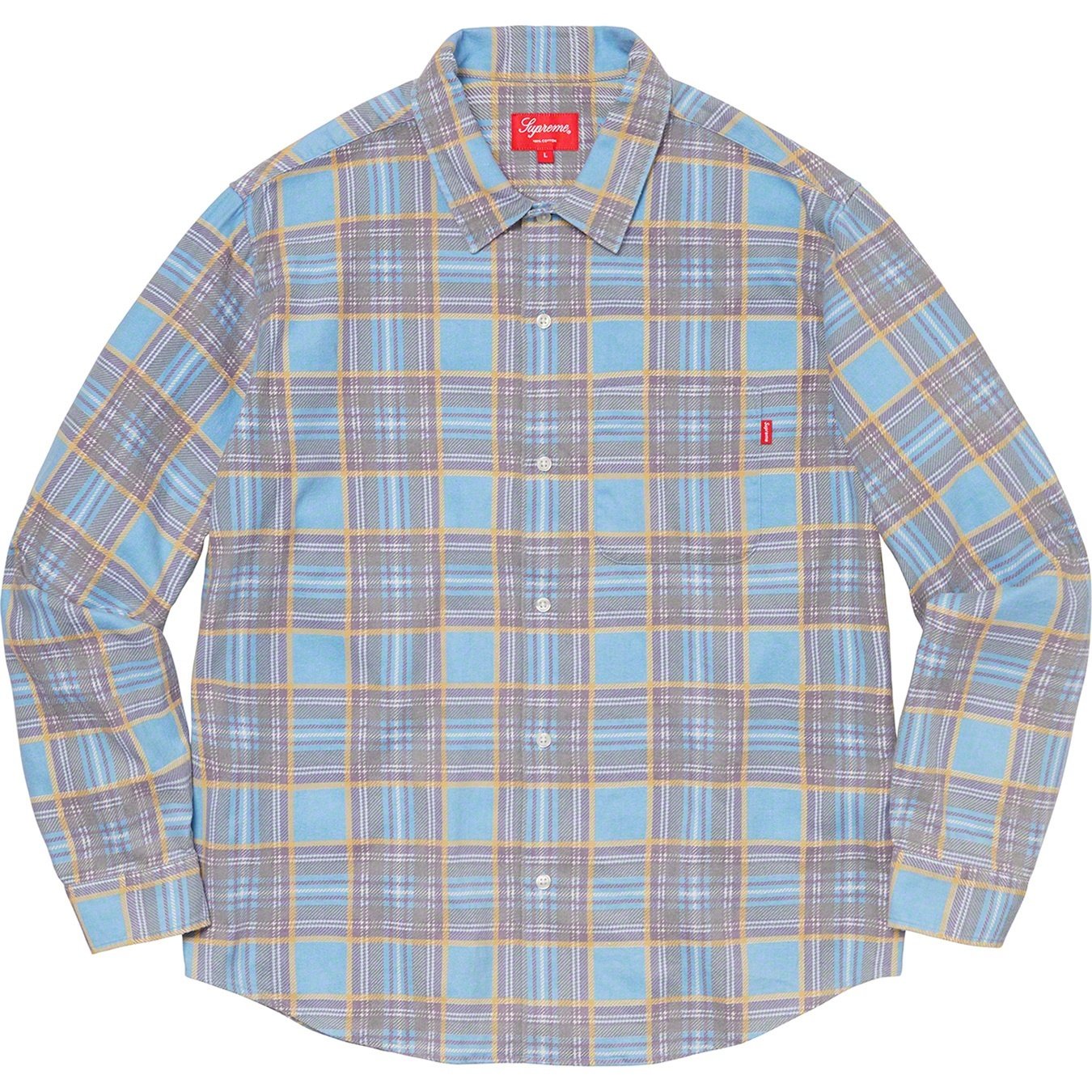 Supreme Printed Plaid Shirt (SS20) - Light Blue - $138