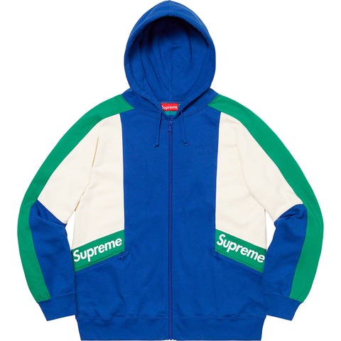 Supreme Color Blocked Zip Up Hooded Sweatshirt - Royal