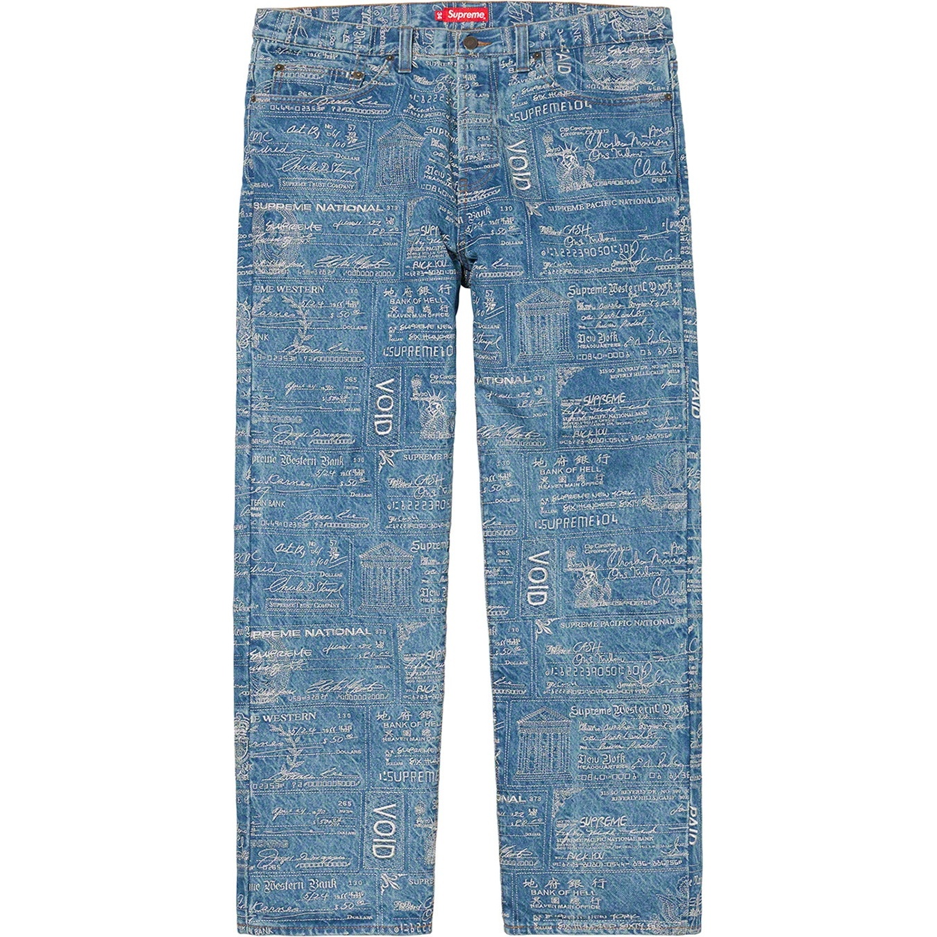 Supreme Checks Embroidered Jean (SS20) - Blue - $178