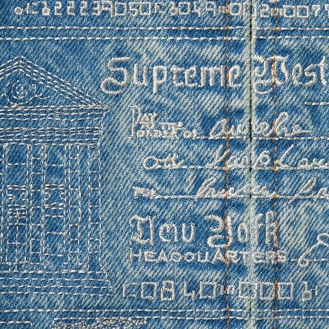 Checks Embroidered Denim Jacket - Supreme