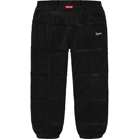 Supreme Grid Taping Velour Pant - Black
