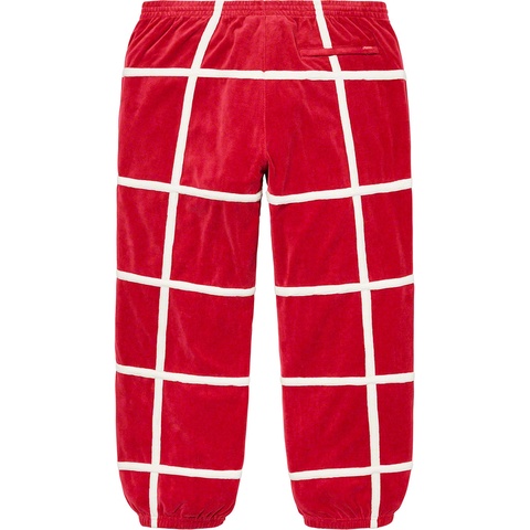 Supreme Grid Taping Velour Pant - Red