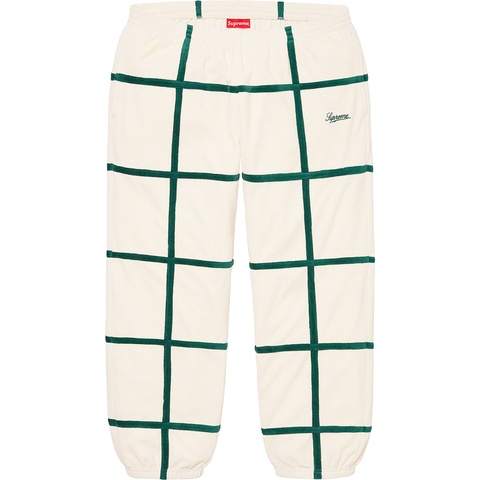 Supreme Grid Taping Velour Pant - Off-White