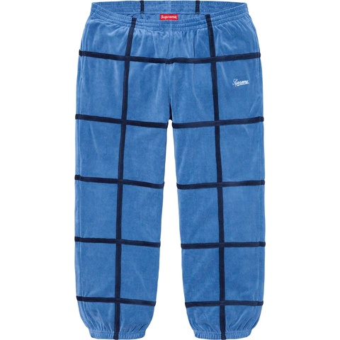 Supreme Grid Taping Velour Pant - Blue