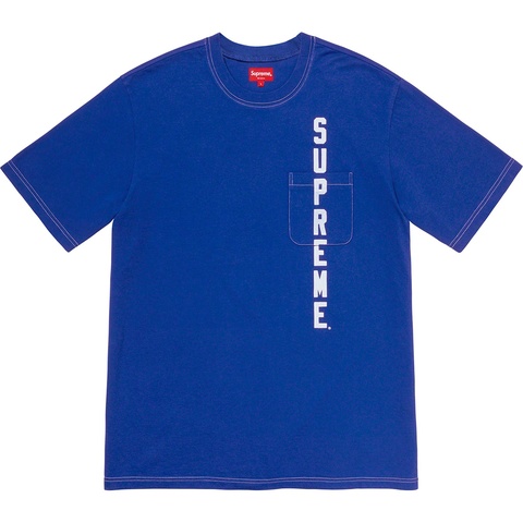 Supreme Contrast Stitch Pocket Tee - Light Royal